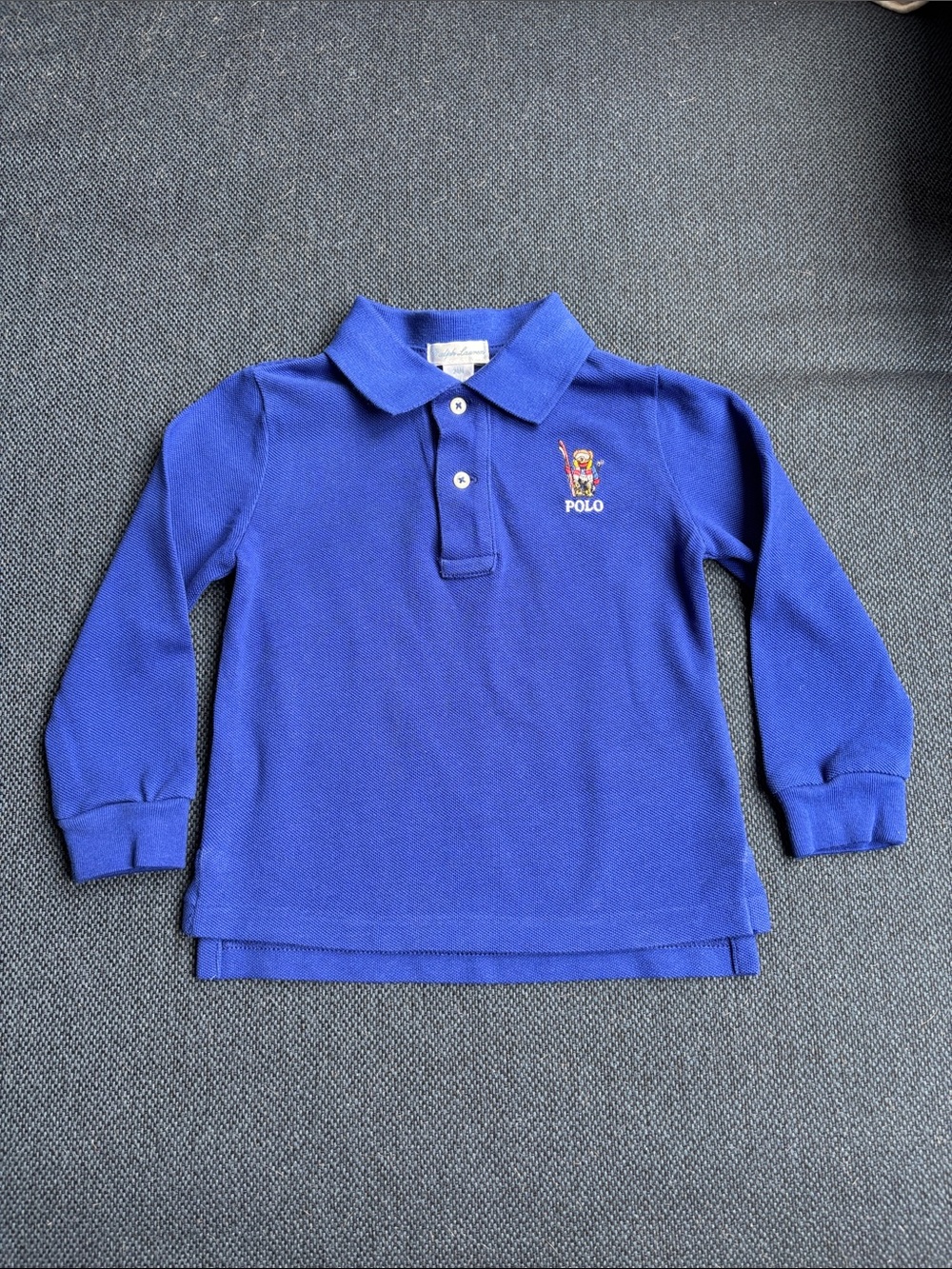 Ralph Lauren Kids Long-Sleeve Polo Shirt - Blue Boys 24 Months EUC